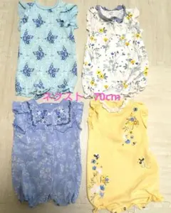 状態良好　ネクスト　ロンパース　女の子　70cm　3-6m　夏　花柄 ブルー　系