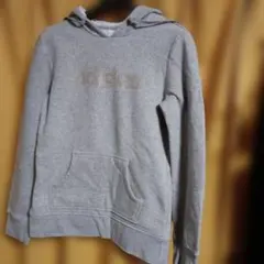 adidas アディダス　　グレー　パーカー　フード　L ロゴ　ポケット　裏起毛