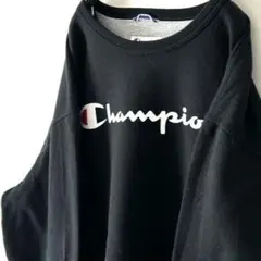 チャンピオン ロゴ スウェット トレーナー L ブラック 黒古着オーセンティック