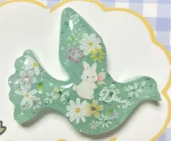 再販不可。鳥＆うさぎ♡レジンヘアゴムブローチ