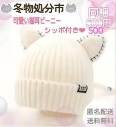 ★激安！ラスト1点★ ネコ耳 ニット帽 しっぽつき 暖かい 可愛い ★匿名配送★