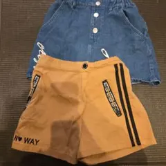 デニムスカートとショートパンツセット