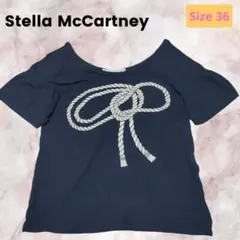 レア希少✨Stella McCartney Tシャツ 紺 綿 麻 クロップ丈のサムネイル