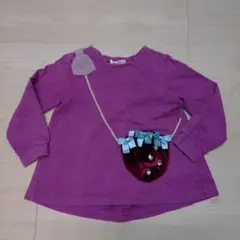 anyFAM パープル いちごポシェット柄長袖カットソー 110
