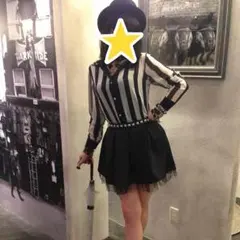 GLAD NEWS  ストライプ柄シフォンシャツのサムネイル
