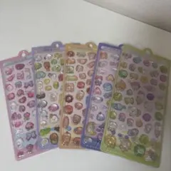 クリアぷくぷく キャンディシール 紫ボンボンドロップシール　5枚セット