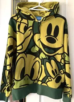 東京ディズニーリゾート　公式　ビッグフェイスパーカー　カーキ系　美品　sサイズ