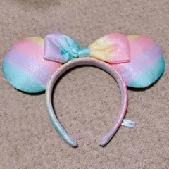 東京ディズニーリゾート ミニー 耳カチューシャ レインボー スパンコール
