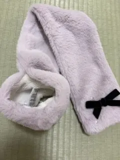 キッズ ファーマフラー リボン付き パープル