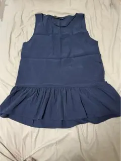ZARA WOMAN ザラウーマン　ペプラム　ノースリーブ　ネイビー Sのサムネイル