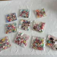 ハンドメイド用 デコパーツ ビーズ 10袋セット シールオマケ付