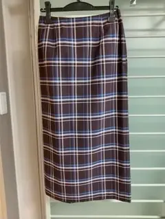 タグ付き未使用 IENAチェックタイトスカート ブラウン サイズ38