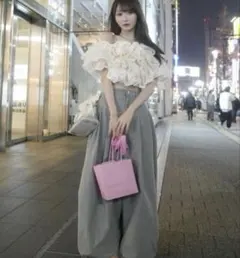 【新品未使用】SNIDEL カーブデニムワイドパンツ グレー 0サイズ