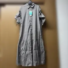 【新品タグ付き】グローバルワーク　ギンガムチェック 袖ドロストロングシャツワンピ