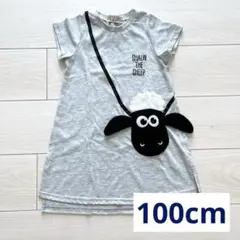 ひつじのショーン 女の子100cm Tシャツワンピース 半袖 ポシェット風のサムネイル