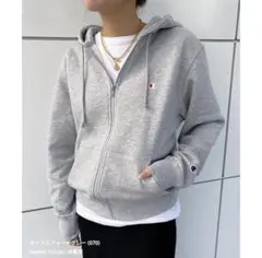 Champion グレー フルジップパーカー M