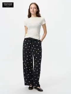 ユニクロ　プリンセスタムタム　レーヨンプリントロングパンツ Sサイズ