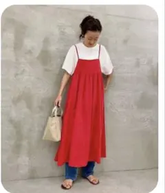 maillot (マイヨ) リネンコットンキャミワンピース ピンク 新品 - メルカリ