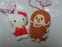 ハローキティ&モンチッチ アニバーサリーパーティーマスコット ゴムストラップ付き