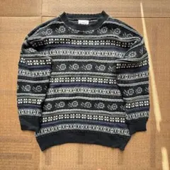 古着　La Dame マルチカラー ニットセーター L 花柄
