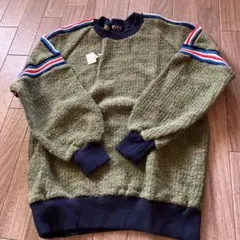 日本製オリーブグリーン ストライプ トレーナー 140