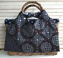 久留米絣のあずま袋(裏付き)4-2抽象模様