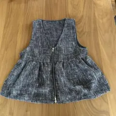 mLutique グレンチェック ツイード ペプラム ベスト ジレ