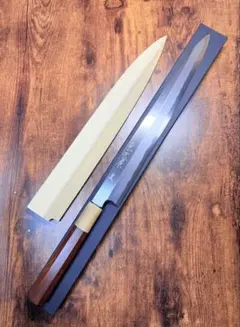 森本光一作　刺身 柳刃 青二鋼 紋鍛錬 尺一　紫檀白水牛八角柄 森本光一作 刺身 柳刃 青二鋼 紋鍛錬 尺 包丁 紫檀白水牛八角柄 - メルカリ