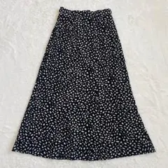 ドット　総柄　フレア　ロングスカート　M ウエストゴム　水玉　since're