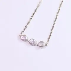 淡水パール ネックレス　淡水パール 3粒 ネックレス　淡水バロックパール