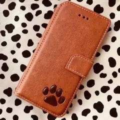 【iPhone11ケース】新品　肉球　高級レザー　ブラウン