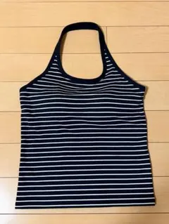 UNIQLO カップ付ボーダーリブタンク XLのサムネイル