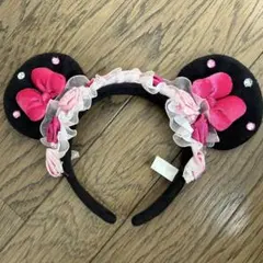 ミニーちゃんカチューシャ　薔薇レース