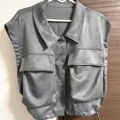 グレー ベスト　とろみ素材　韓国