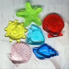 デコパーツ　クリア　海・貝系　6個セット