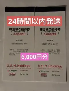 ユナイテッドスーパーマーケット 株主優待 3,000円分×2冊　6,000円分のサムネイル