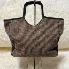 SAZABY　ハンドバッグ　ダブルハンドル　大きめ　A4　アクリルウール　茶