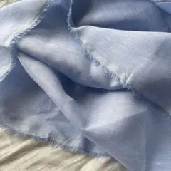 薄い方水色系★幅広いです!★シャンブレーリネン生地麻100%