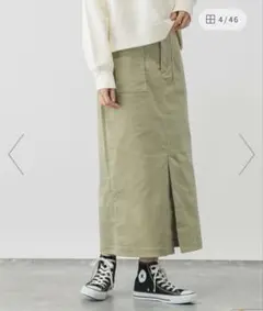 美品【GLOBALWORK】 コーデュロイストレッチスカート ペアグリーン