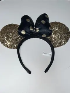 ミニーマウス耳カチューシャ 黒と金