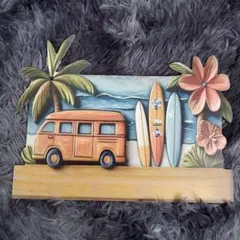 木製サーフボード　アロハ　ハワイ　 お洒落　30×22センチ