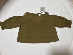 しまむら soft cheese刺繍レース襟 ブラウス マスタード 90