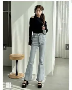 <即日発送>フリージアハイウエストフレアデニムパンツ