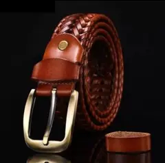 【値下げ】ベルト　メッシュベルト　メンズ　 茶色　本革　ビジネス　高品質