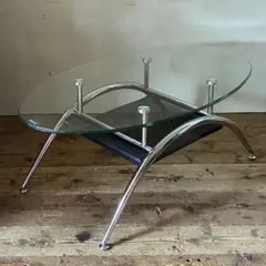 ビンテージ　大型ガラステーブル　昭和レトロ　希少 昭和レトロ テーブル ガラス天板 ヴィンテージ
