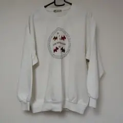 昭和レトロ garnet brown 犬刺繍 ホワイトスウェット トレーナー