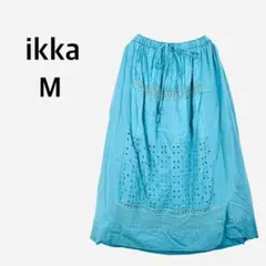 ikka カットワークレース Mギャザースカート ターコイズブルー ウエストゴムのサムネイル