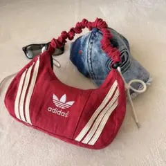 リメイク　再構築　adidas 赤いストライプショルダーバッグ　古着