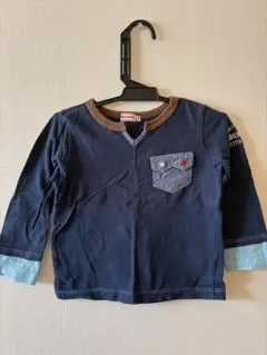 miki HOUSEネイビー 長袖カットソー ポケット付き