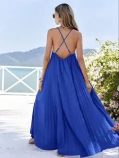 【美品】リゾートワンピ♡ロイヤルブルー